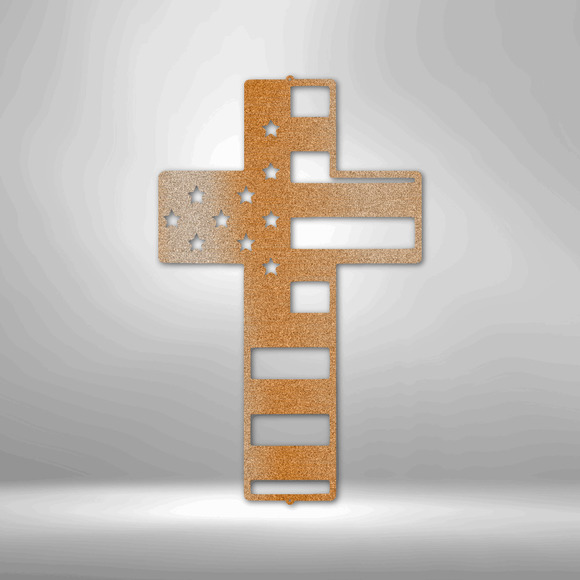 Scripture Sign Flag Cross Steel Sign Laser Cut Powder Coated Home & Office Meta